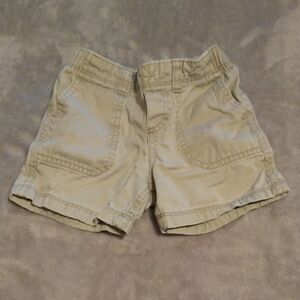 Carter's Neutral Tan Elastic-Waist Baby Shorts